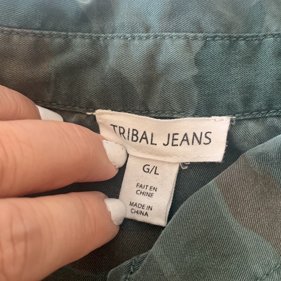 TRIBAL JEANS  Women Long Sleeve Button-Down  Camo Shirt Size Large - Picture 12 of 12